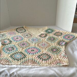 Cream and Pink Blouse with Textured Knit Design